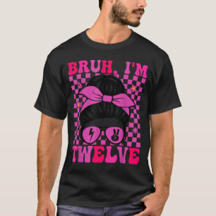 Bruder zwölf 12 12. Geburtstag Mädchen groovy 12 J T-Shirt