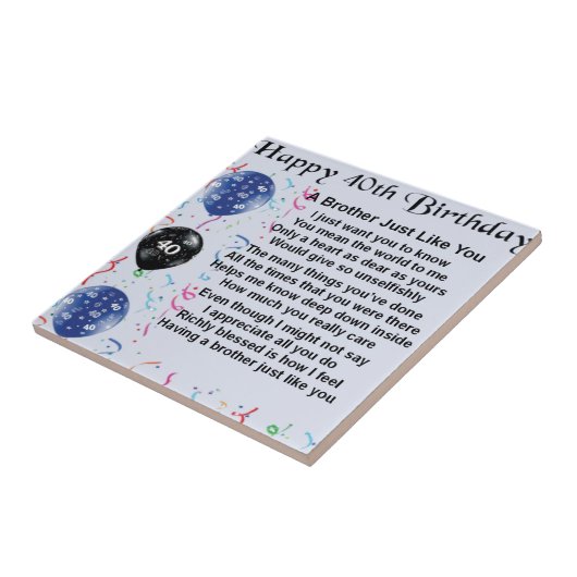 Brudergedicht 40. Geburtstag Fliese (Seite)