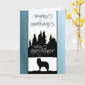 Bruderglücklich Geburtstag - Wolf Silhouette / Nat Karte (Gelbe Blume)