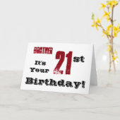 Bruder's 21. Geburtstag Gruß in schwarz, rot. Karte (Gelbe Blume)