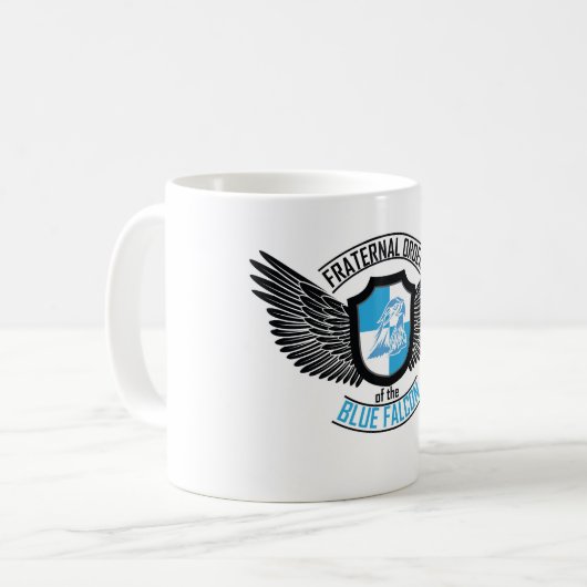 Bruderschaft des blauen Falken, blauer Falke Kaffeetasse (Vorderseite Links)