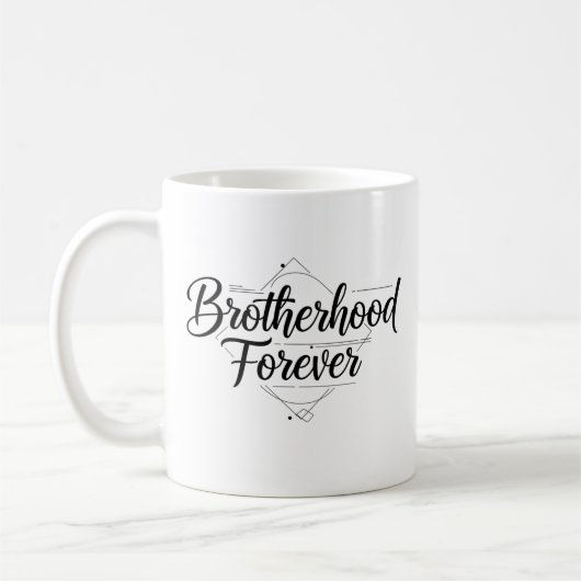 Brüderschaft für immer Elegantes Skript Schwarz un Kaffeetasse (Links)