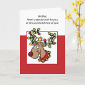 Bruderweihnachtsleuchten und Rentier Karte (Gelbe Blume)