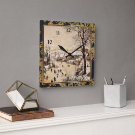 Bruegel the Elder - Winterlandschaft Quadratische Wanduhr