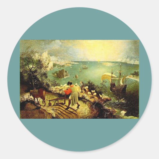 Bruegel's Landschaft mit dem Fall von Icarus - 155 Runder Aufkleber (Vorderseite)