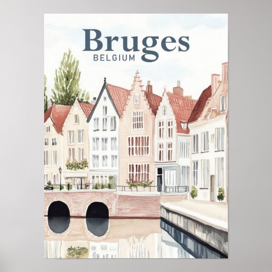Bruges Belgium Aquarellmalerei Poster (Vorne)