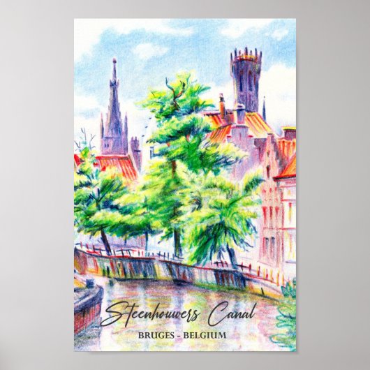 Bruges Belgium Aquarellmalerei Poster (Vorne)