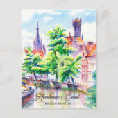 Bruges Belgium Aquarellmalerei Postkarte (Vorderseite)