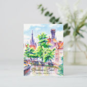 Bruges Belgium Aquarellmalerei Postkarte (Stehend Vorderseite)