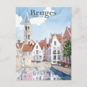 Bruges Belgium Aquarellmalerei Postkarte (Vorderseite)