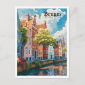 Bruges Belgium Art Vintage Travel Postkarte (Vorderseite)