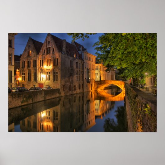 Bruges Belgium Dusk Canal Poster (Vorne)
