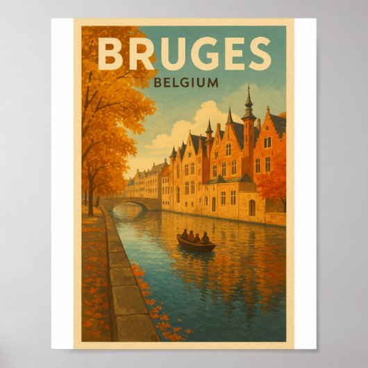 Bruges Belgium Illustration Travel Art Poster (Vorne)