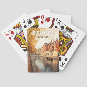 Bruges Belgium Illustration Travel Art Vintag Spielkarten