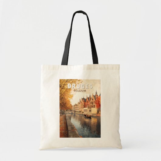 Bruges Belgium Illustration Travel Art Vintag Tragetasche (Vorne)