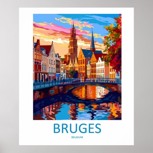 Bruges Belgium Illustration Travel Art Vintage  Poster (Vorne)