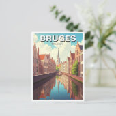 Bruges Belgium Travel Canal Postkarte (Stehend Vorderseite)