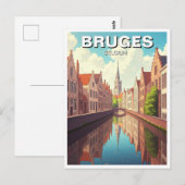 Bruges Belgium Travel Canal Postkarte (Vorne/Hinten)