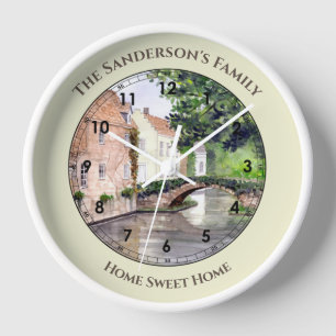 Bruges Belgium Watercolor von Farida Greenfield Uhr