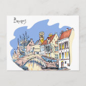 Bruges Canal Belgium Illustration Travel Postkarte (Vorderseite)
