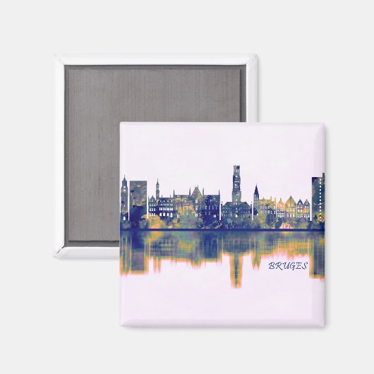 Bruges Skyline Magnet (Vorderseite/Rückseite)