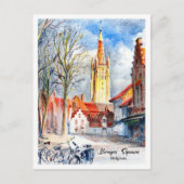 Bruges Square Belgium Colored Pencils Postkarte (Vorderseite)