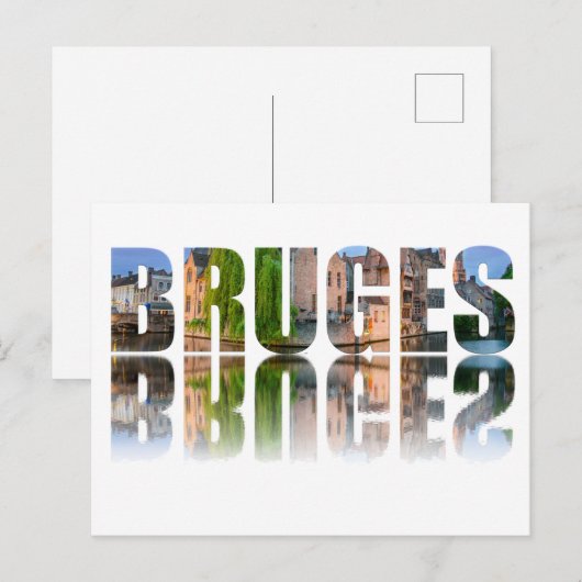 Bruges Text Foto Postkarte (Vorne/Hinten)