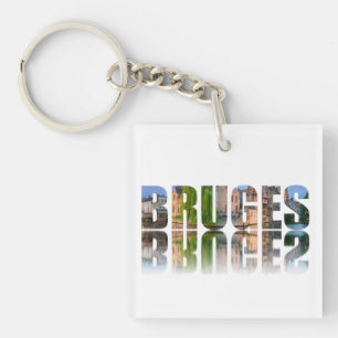 Bruges Text Foto Schlüsselanhänger