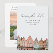 Bruges Wedding Belgien Save the Date Einladung (Vorne/Hinten)