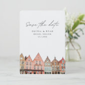 Bruges Wedding Belgien Save the Date Einladung (Stehend Vorderseite)