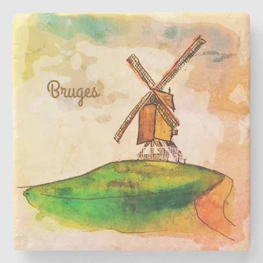 Bruges Windmill Steinuntersetzer (Vorderseite)