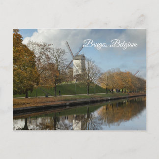 Bruges Windmills Autumn Reflections Feiertagspostkarte