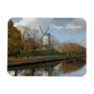 Bruges Windmills Autumn Reflections  Magnet