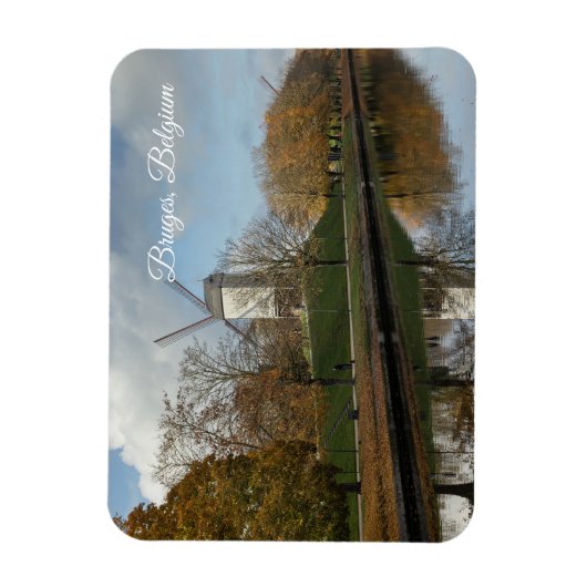 Bruges Windmills Autumn Reflections Magnet (Vertikal)