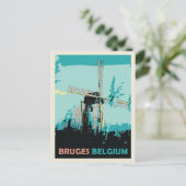 Bruges Windmühle Illustration Belgien Postkarte (Stehend Vorderseite)