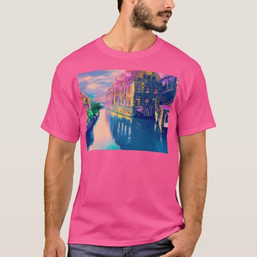 Brügge 2 Wasserfarbe T-Shirt (Vorderseite)