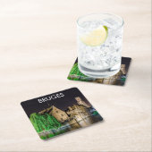 Brügge Altstadt und Belfischer Turm Rechteckiger Pappuntersetzer (Vor Ort)