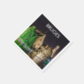 Brügge Altstadt und Belfischer Turm Serviette (Ecke)