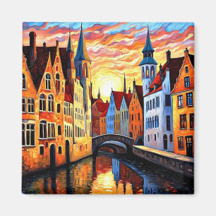 Brügge bei Sonnenuntergang Magnet