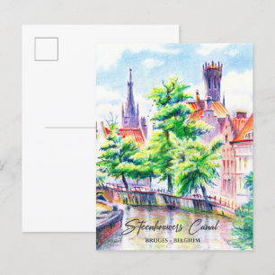 Brügge Belgien Aquarellmalerei Reise Postkarte