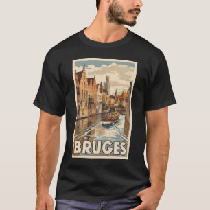 Brügge Belgien Illustration Reise Kunst Vintage T-Shirt
