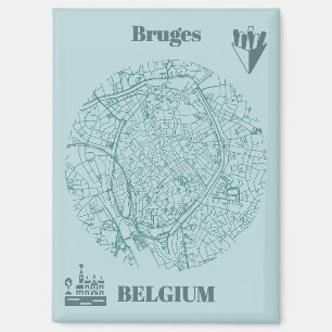 Brügge, Belgien Karte Magnet