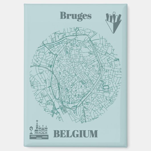 Brügge, Belgien Karte Magnet (Vorderseite)