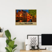 Brügge Belgien nachts Poster (Heimbüro)
