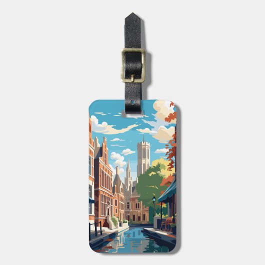 Brügge Belgien Reise Gepäckanhänger (Vorderseite vertikal)