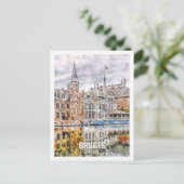 Brügge Belgien Reiseziel Place Watercolor Postkarte (Stehend Vorderseite)