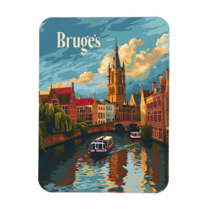 Brügge Belgien Vintage Kunst Magnet