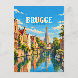 Brügge Belgien Vintage Reise Kunst Postkarte