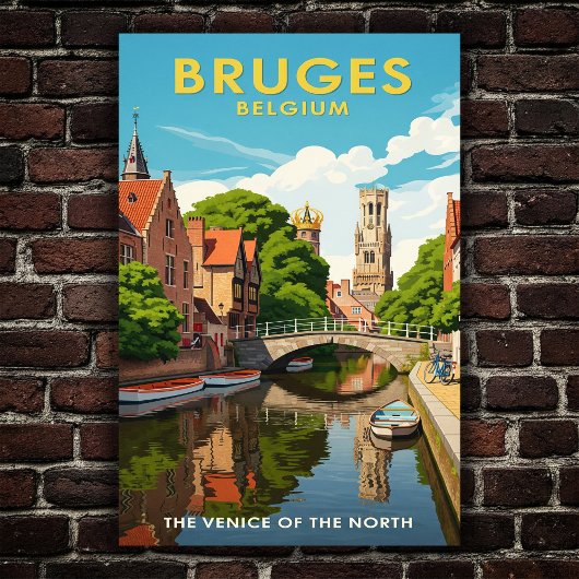 Brügge, Belgien Vintage Travel Poster