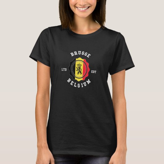 BRUGGE Belgium Flag Abzeichen Vintag T-Shirt (Vorderseite)